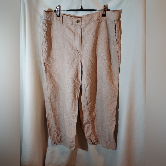 J. Jill Pants - J. Jill Love Linen Women's Tan Wide Leg Flowy Cropped Pants